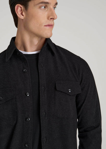 Stretch Knit Overshirt for Tall Men in Black