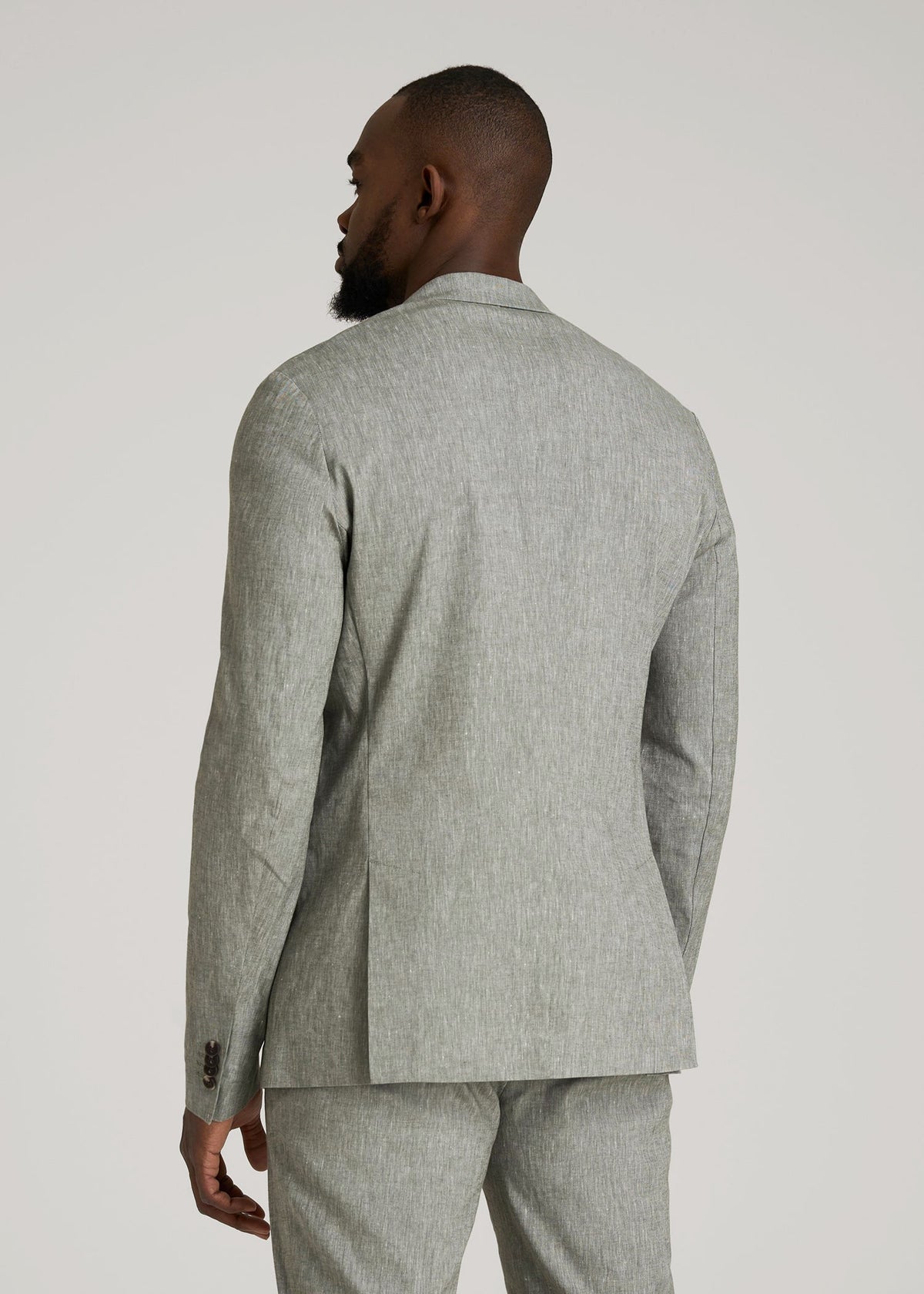Stretch Linen Blazer for Tall Men in Climbing Ivy Linen