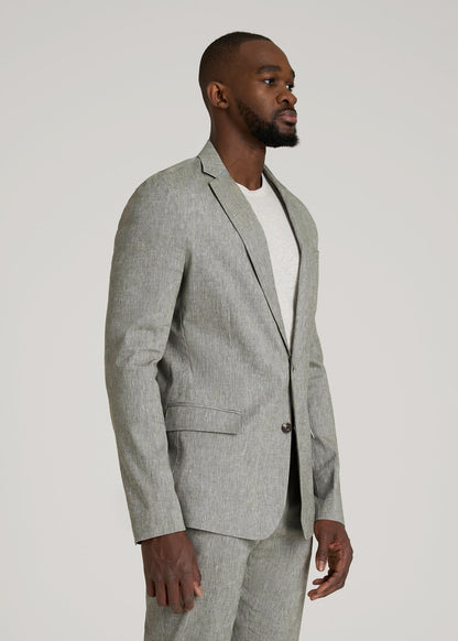 Stretch Linen Blazer for Tall Men in Climbing Ivy Linen