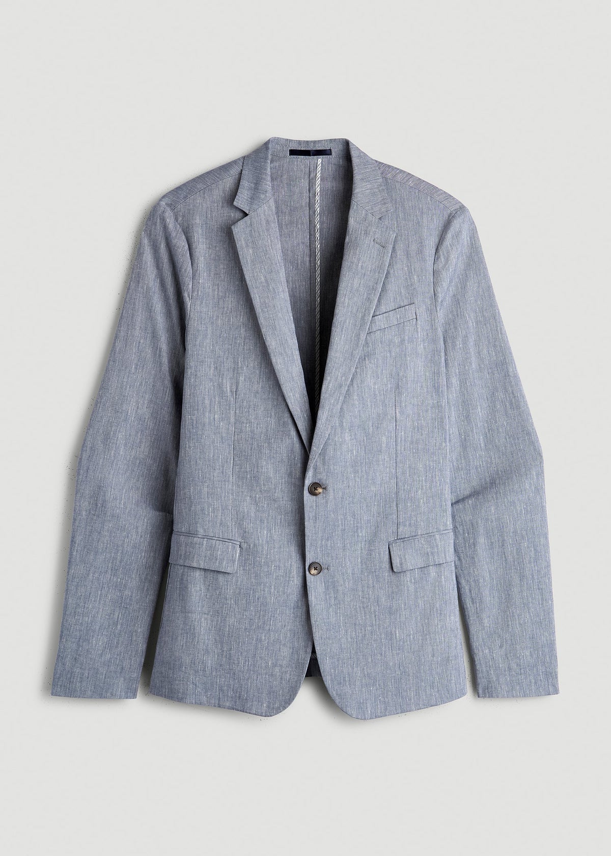 Stretch Linen Blazer for Tall Men in Navy Linen