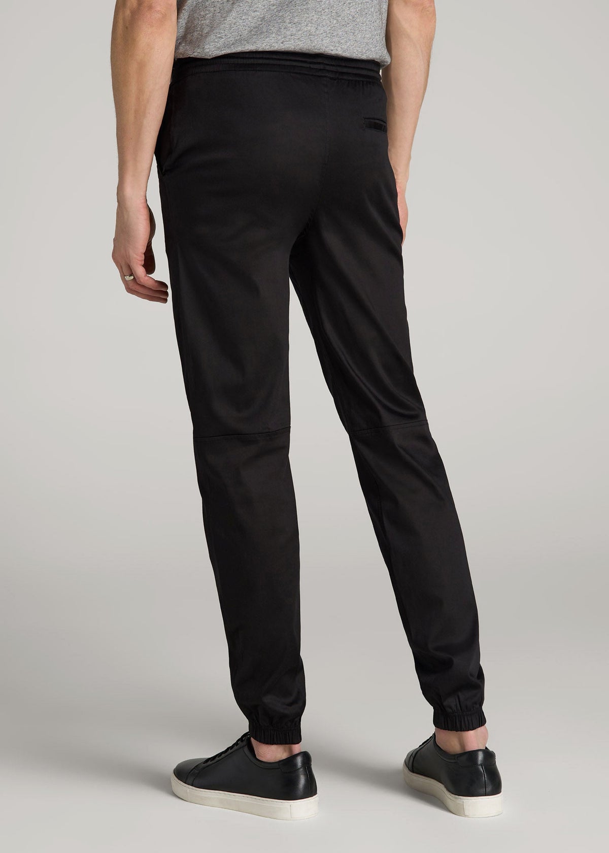 Stretch Twill Jogger Pants for Tall Men in Black