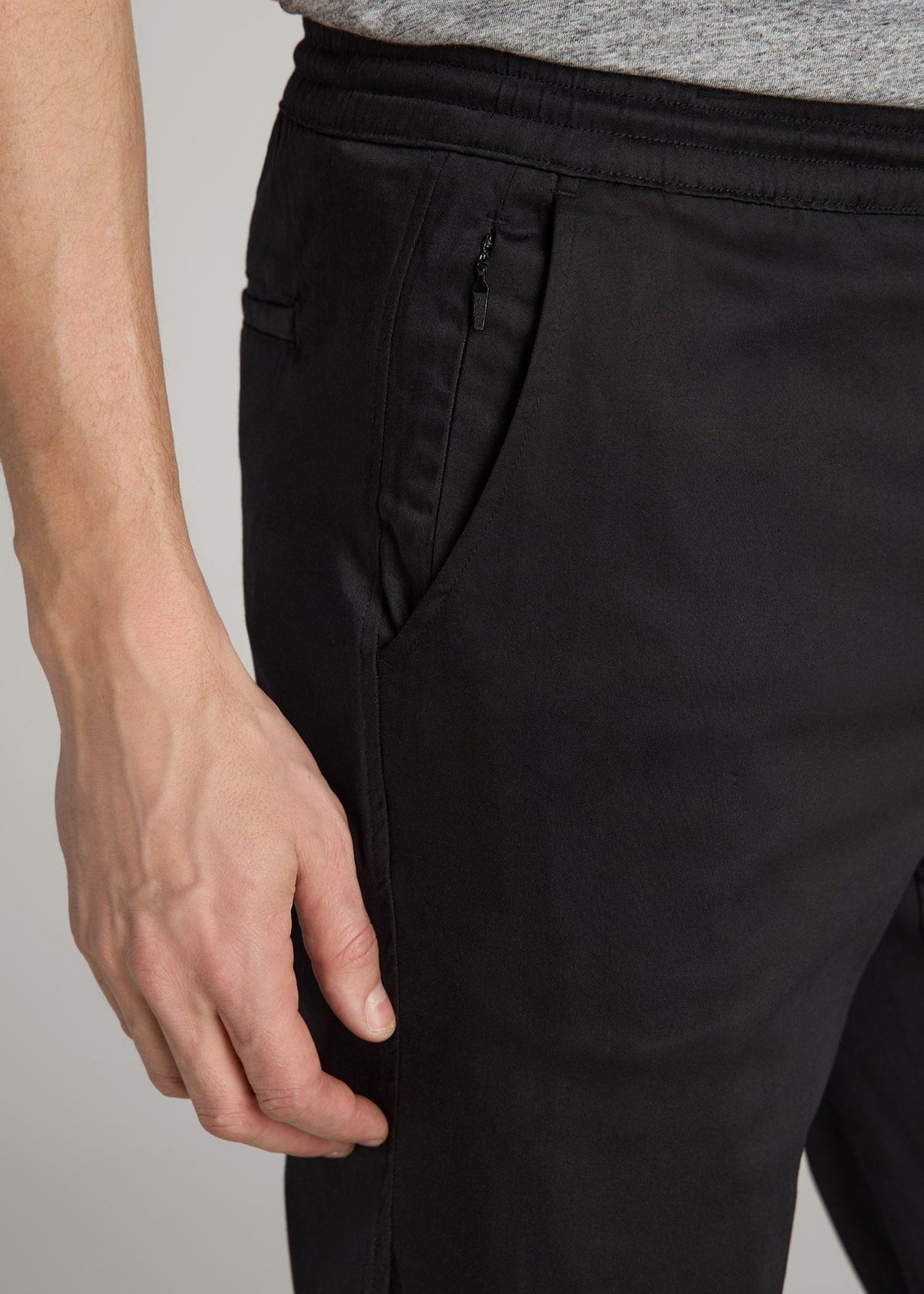 Stretch Twill Jogger Pants for Tall Men in Black