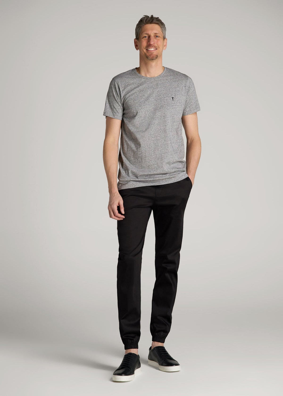 Stretch Twill Jogger Pants for Tall Men in Black