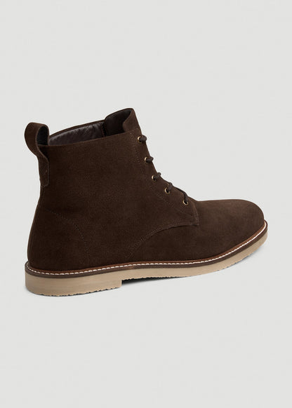 Suede Crepe Sole Boots for Tall Men in Dark Brown
