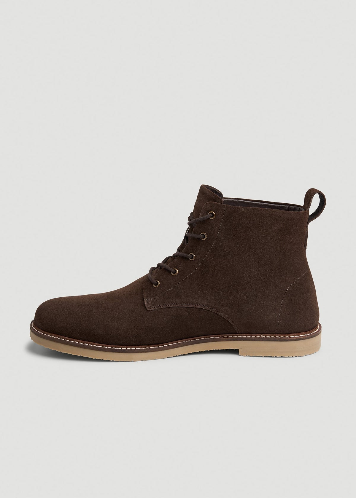 Suede Crepe Sole Boots for Tall Men in Dark Brown