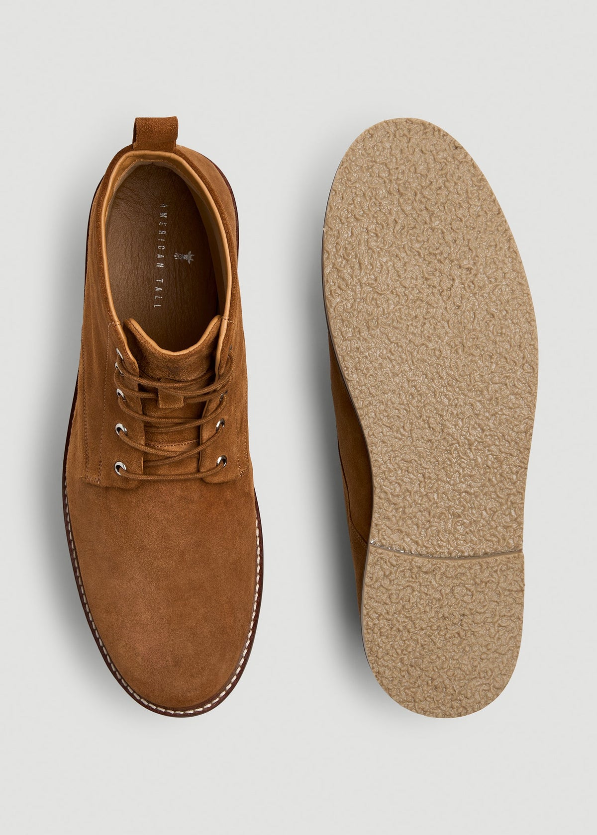 Suede Crepe Sole Boots for Tall Men in Tan