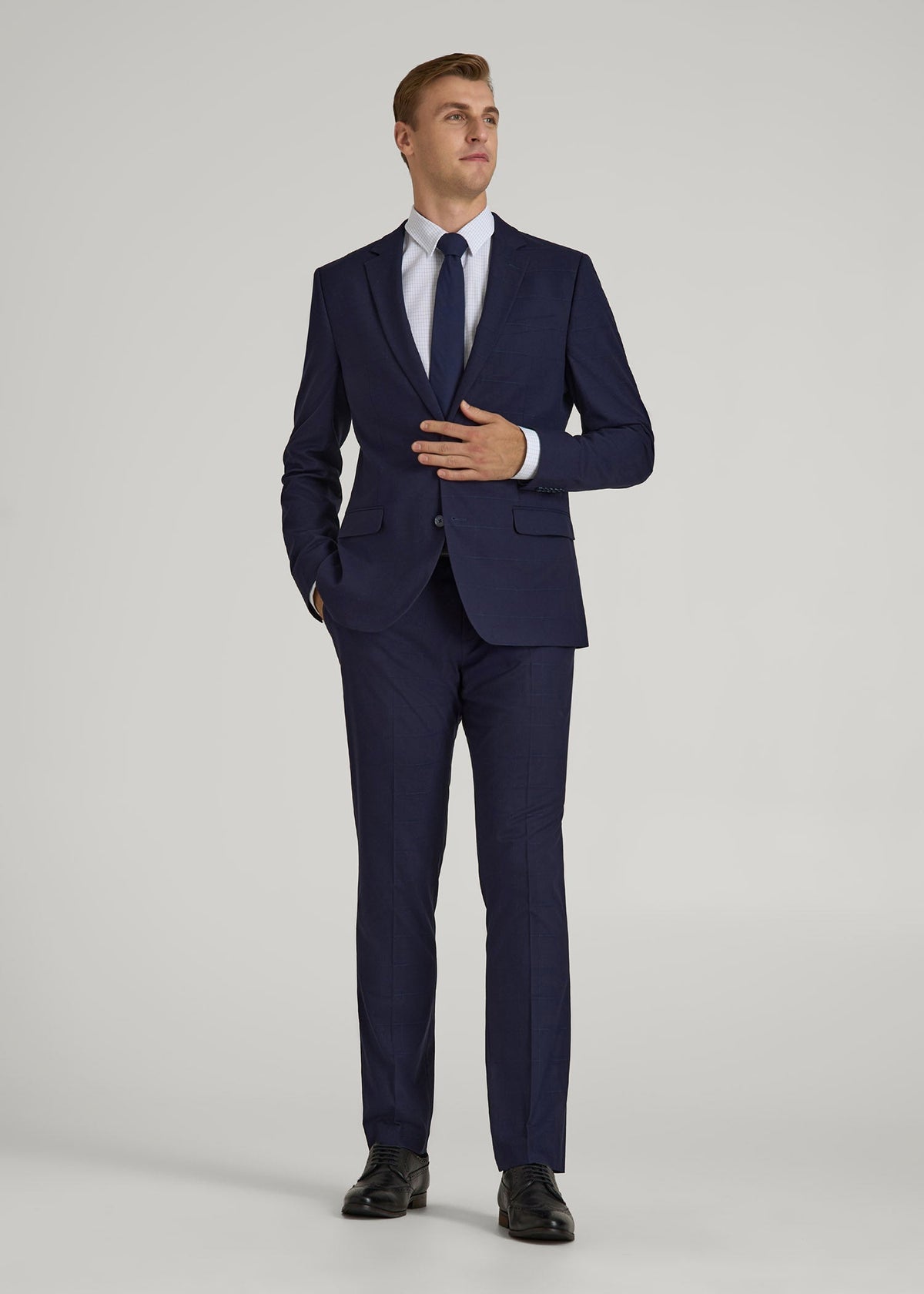 Suit Jacket for Tall Men in Blue Windowpane
