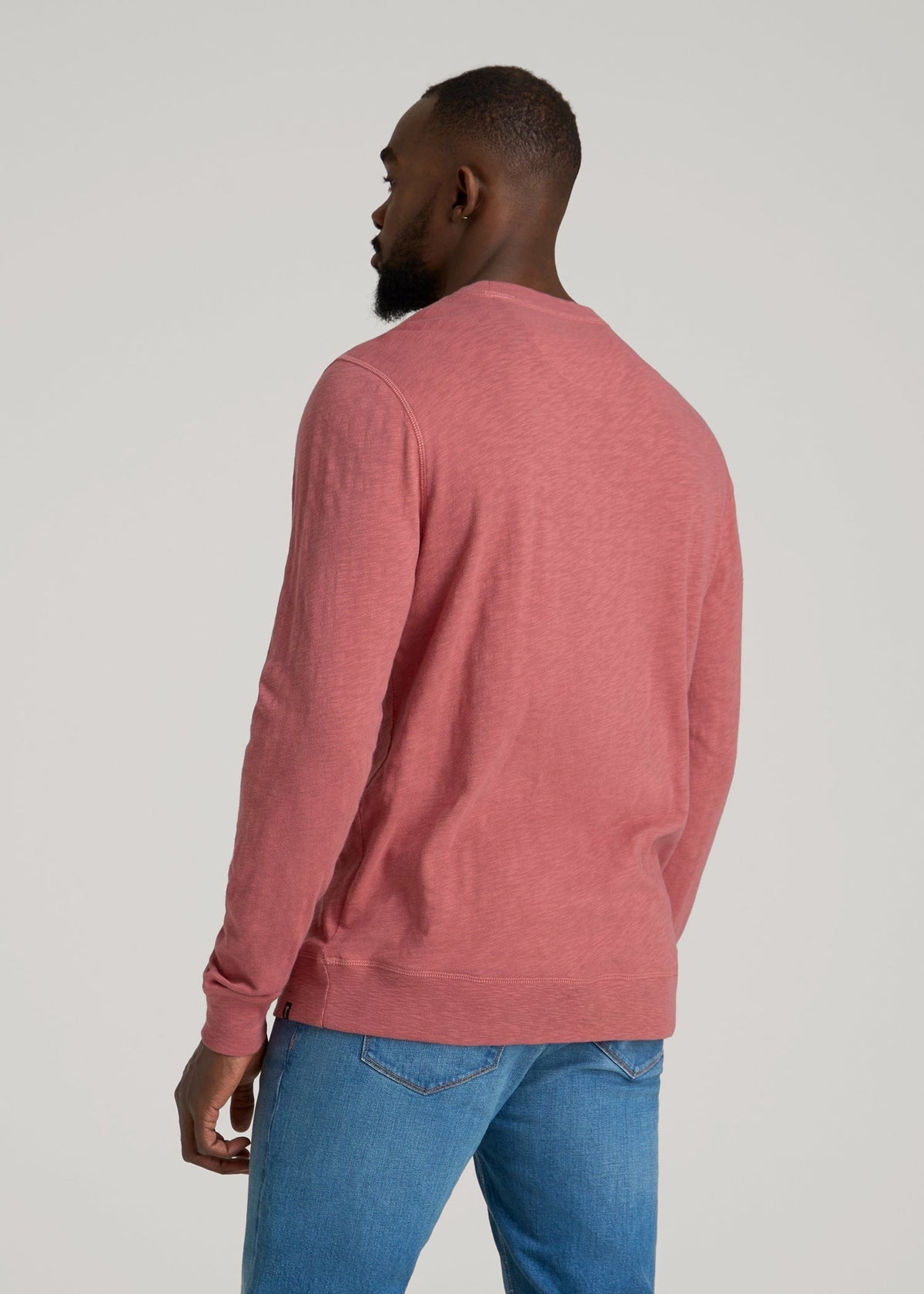 Sunwashed Slub Crewneck for Tall Men in Dusty Cedar