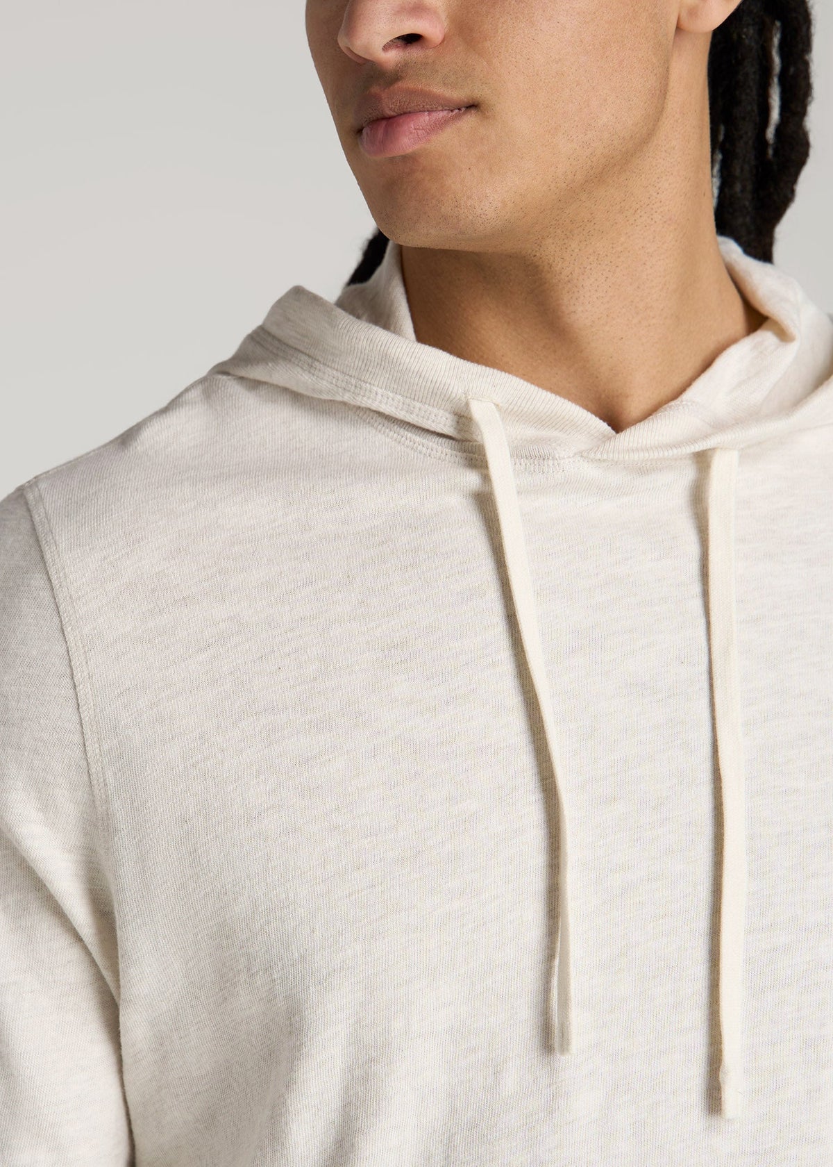 Sunwashed Slub Pullover Hoodie for Tall Men in Heathered Oatmeal