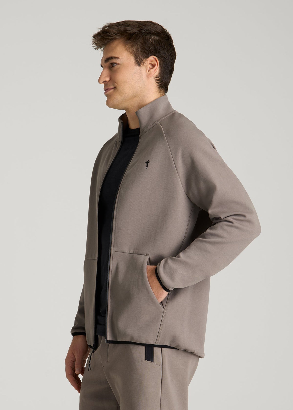 Tech Motion Fleece Full-Zip Jacket for Tall Men in Portobello