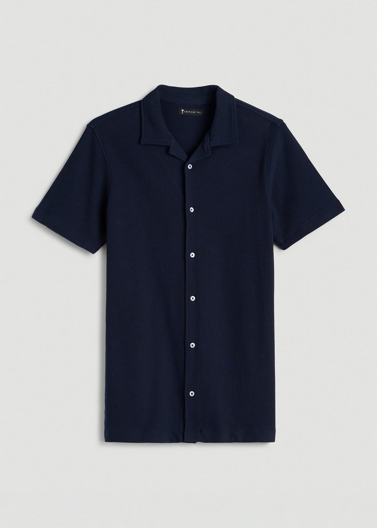 Terry Cotton Polo Cardigan for Tall Men in Patriot Blue
