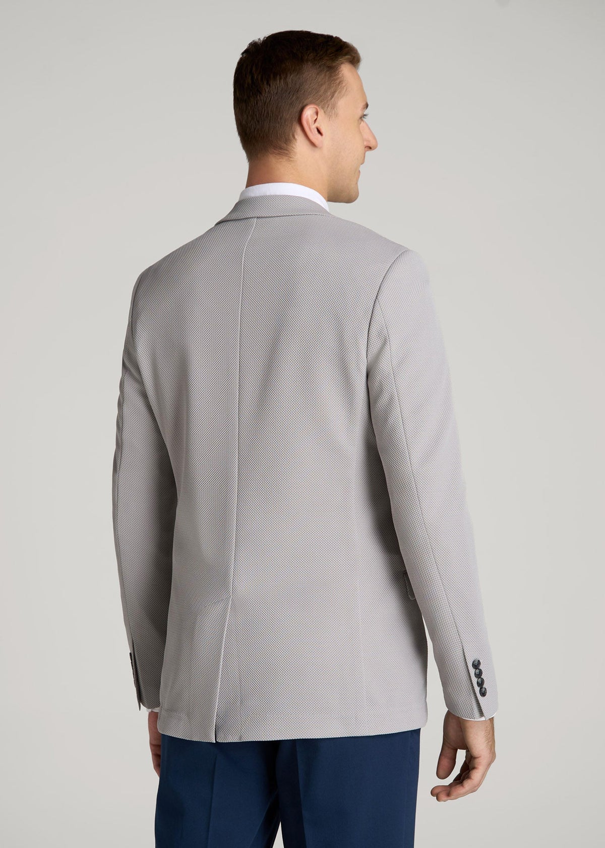 Textured Blazer for Tall Men in Soft Grey