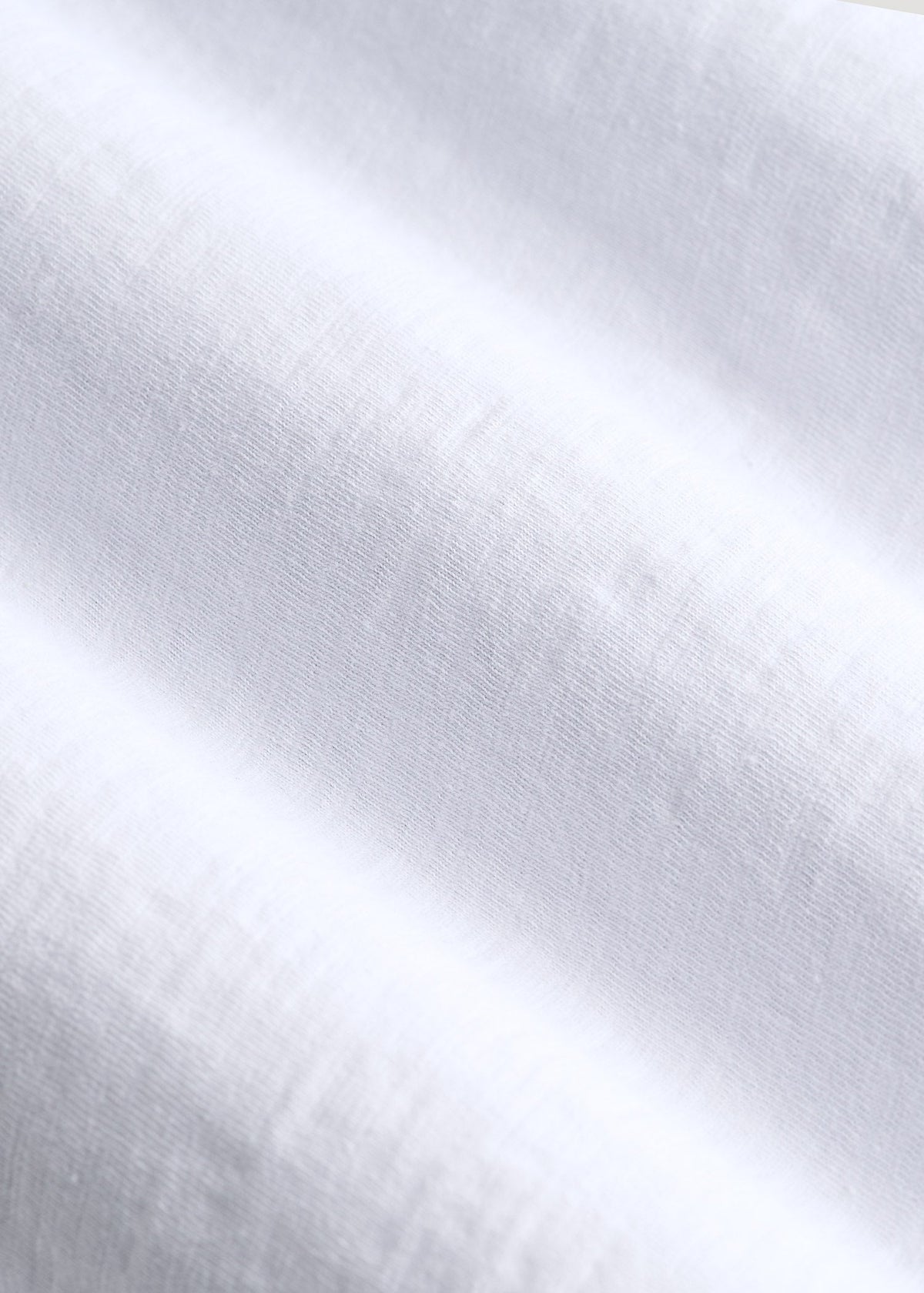 Three-Button Long Sleeve Slub Henley for Tall Men in White