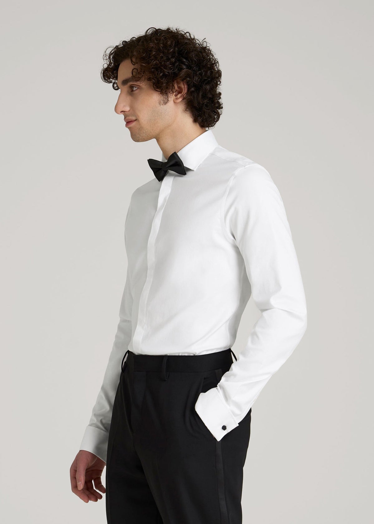 Tuxedo Shirt for Tall Men in White