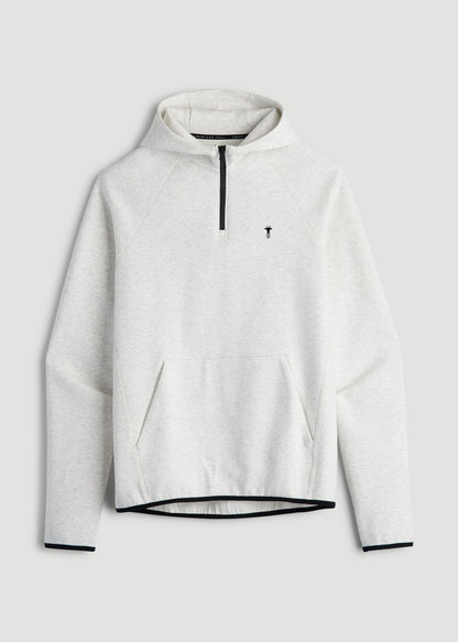 Tech Motion Fleece Hooded Popover for Tall Men in Heather Frost