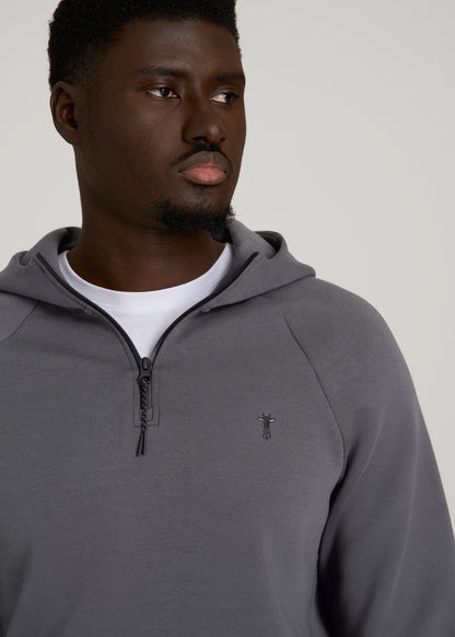 Tech Motion Fleece Hooded Popover for Tall Men in Iron Grey
