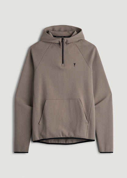 Tech Motion Fleece Hooded Popover for Tall Men in Portobello