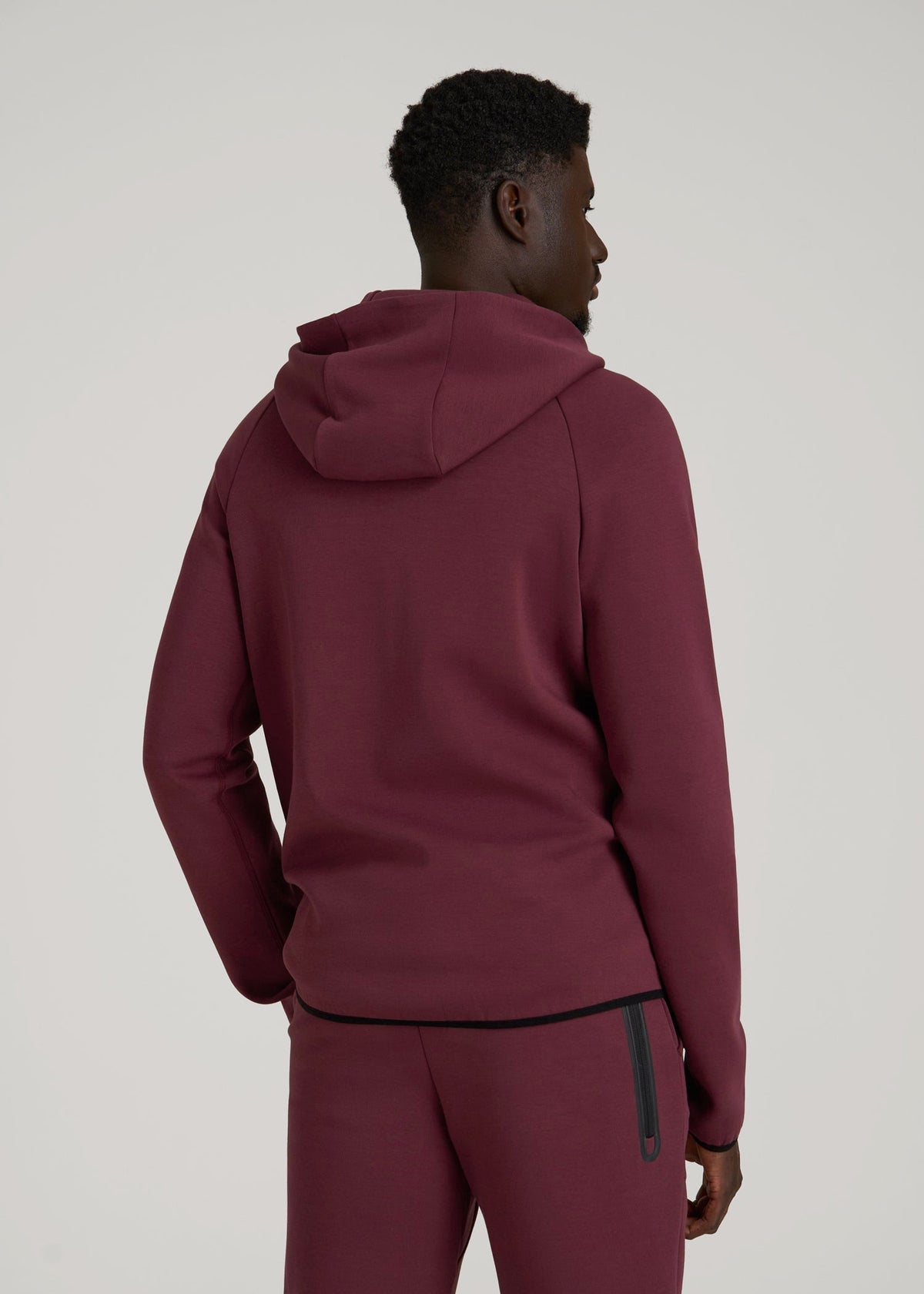 Tech Motion Fleece Hooded Popover for Tall Men in Tawny Port