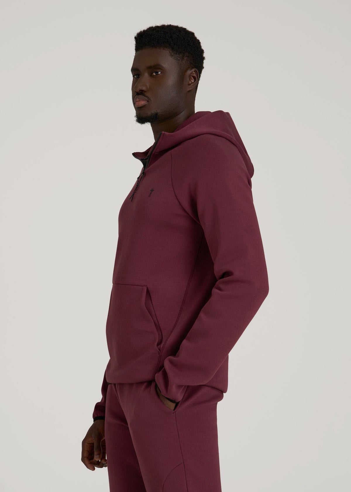 Tech Motion Fleece Hooded Popover for Tall Men in Tawny Port