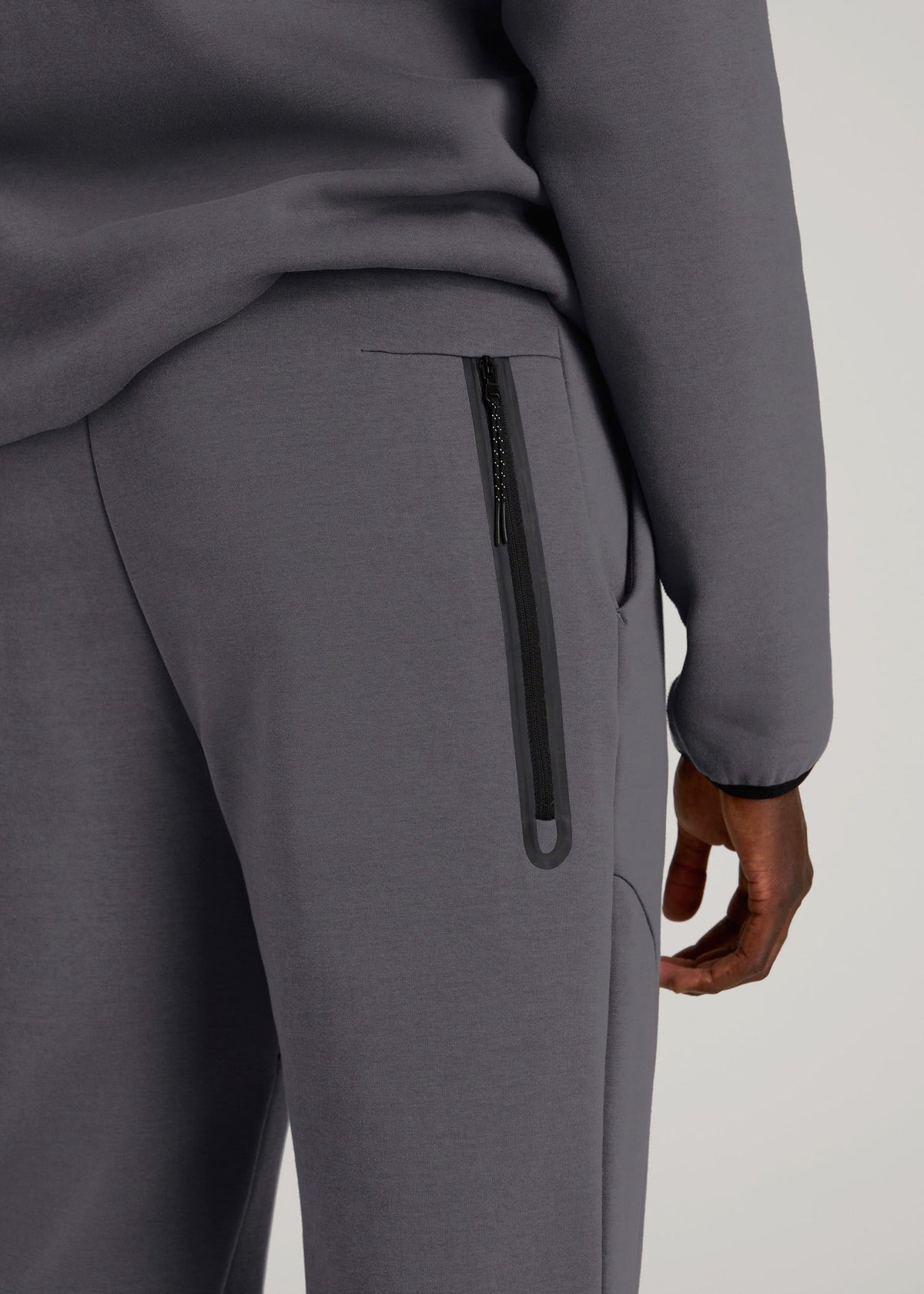 Tech Motion Fleece Joggers for Tall Men in Iron Grey