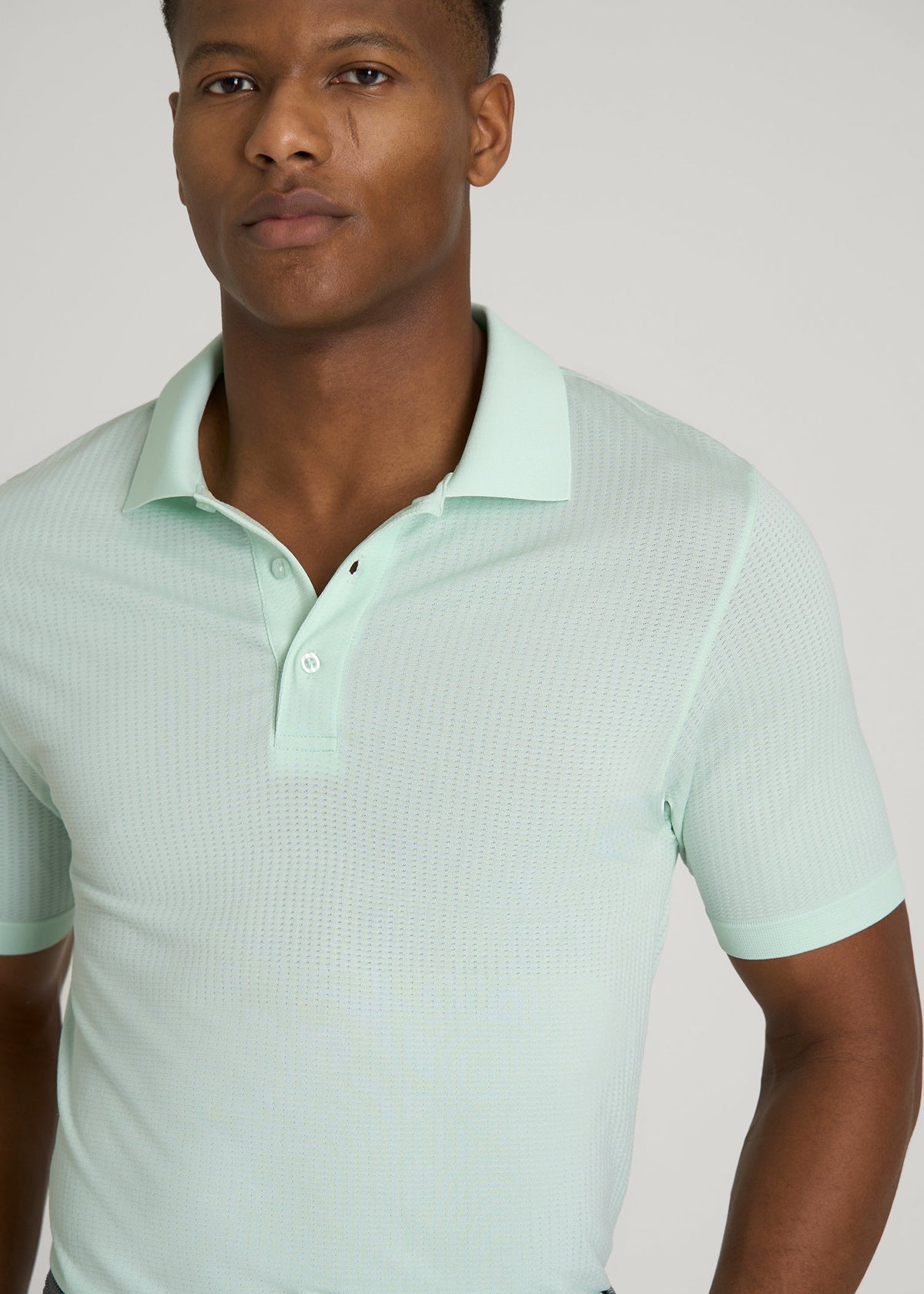Performance Vented Golf Polo for Tall Men in Opal Blue