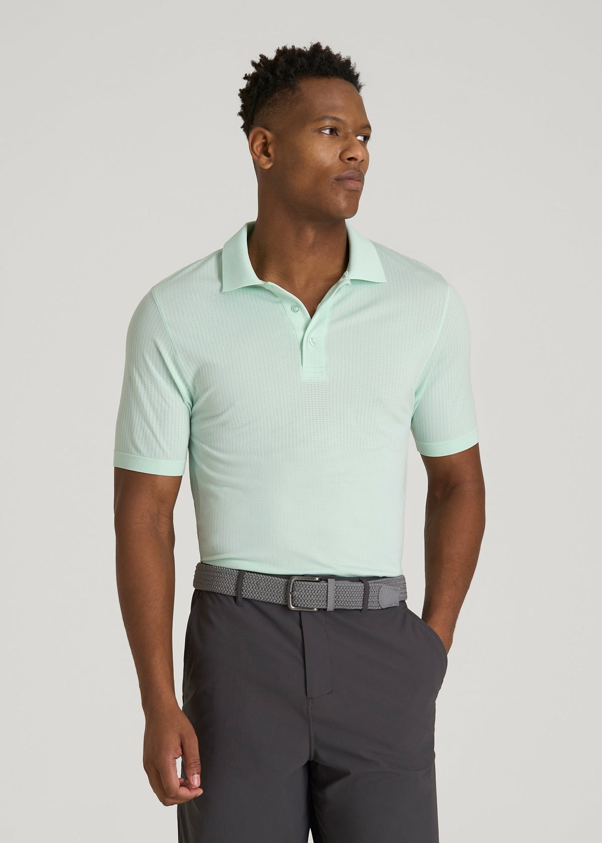 Performance Vented Golf Polo for Tall Men in Opal Blue