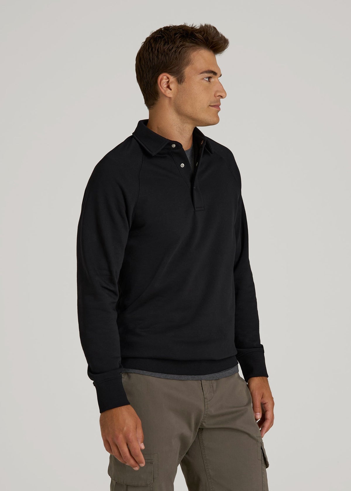 Wearever Fleece Collared Sweatshirt for Tall Men in Black