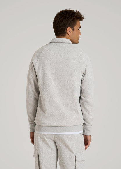 Wearever Fleece Collared Sweatshirt for Tall Men in Grey Mix