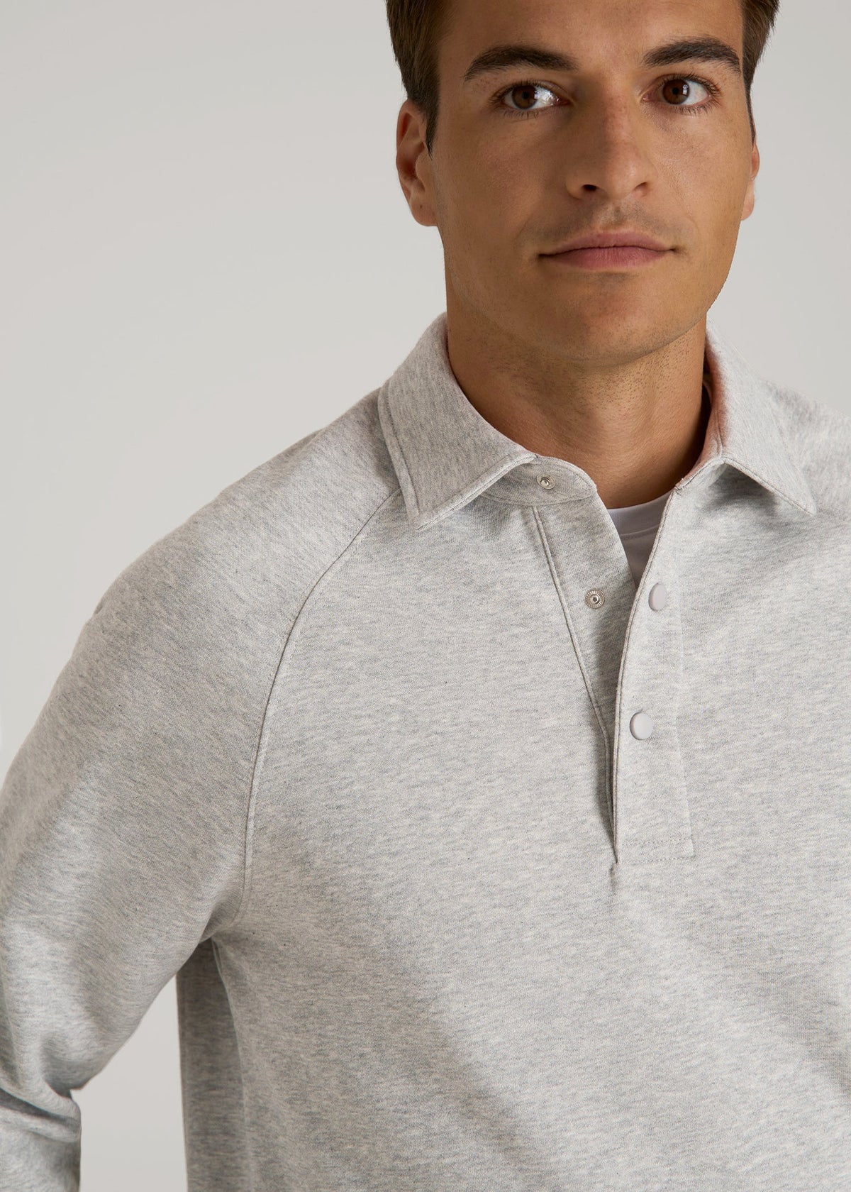 Wearever Fleece Collared Sweatshirt for Tall Men in Grey Mix