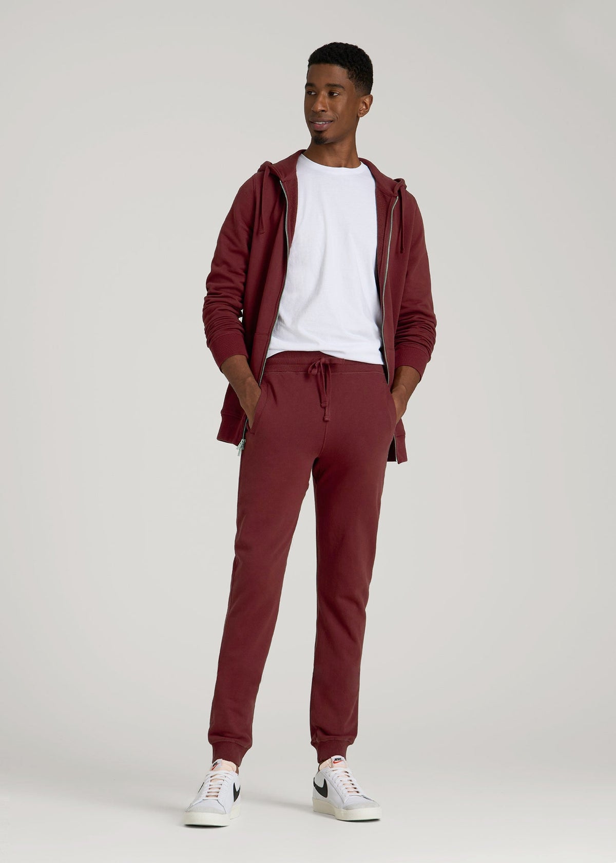 Wearever 2.0 French Terry Joggers for Tall Men in Red Ochre