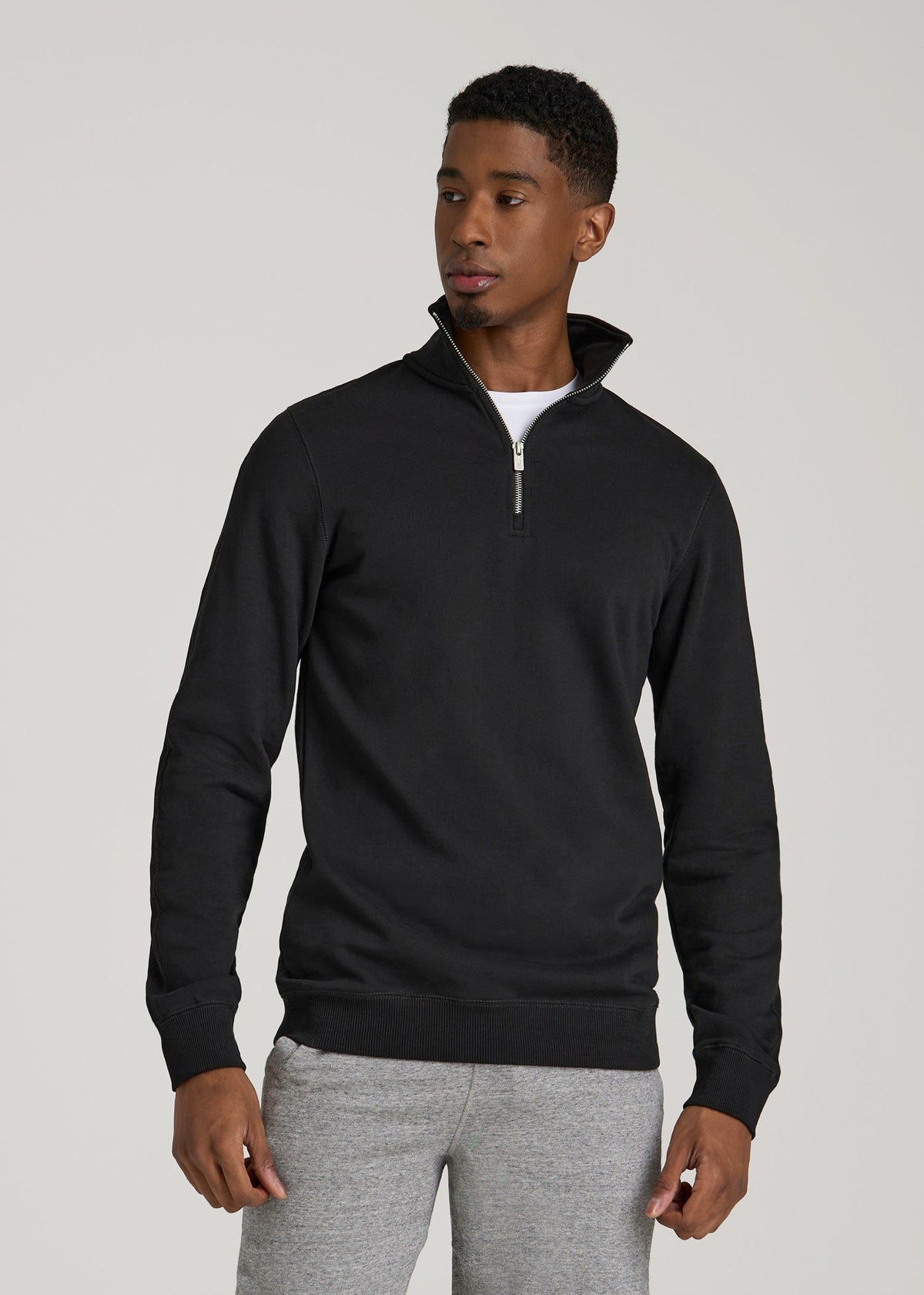 Wearever 2.0 French Terry Quarter-Zip Sweatshirt for Tall Men in Black