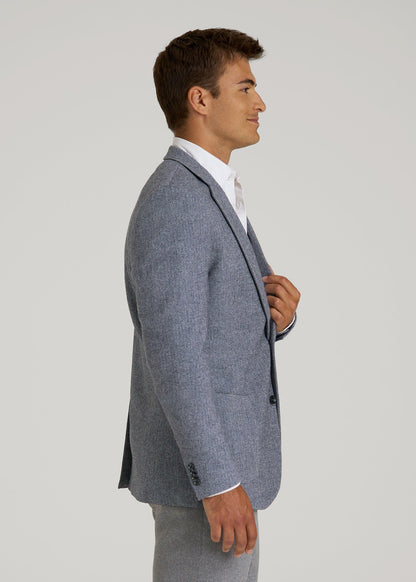 Wool Blend Blazer for Tall Men in Navy Herringbone