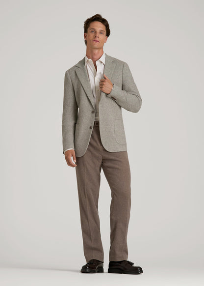 Wool Blend Blazer for Tall Men in Taupe Basketweave