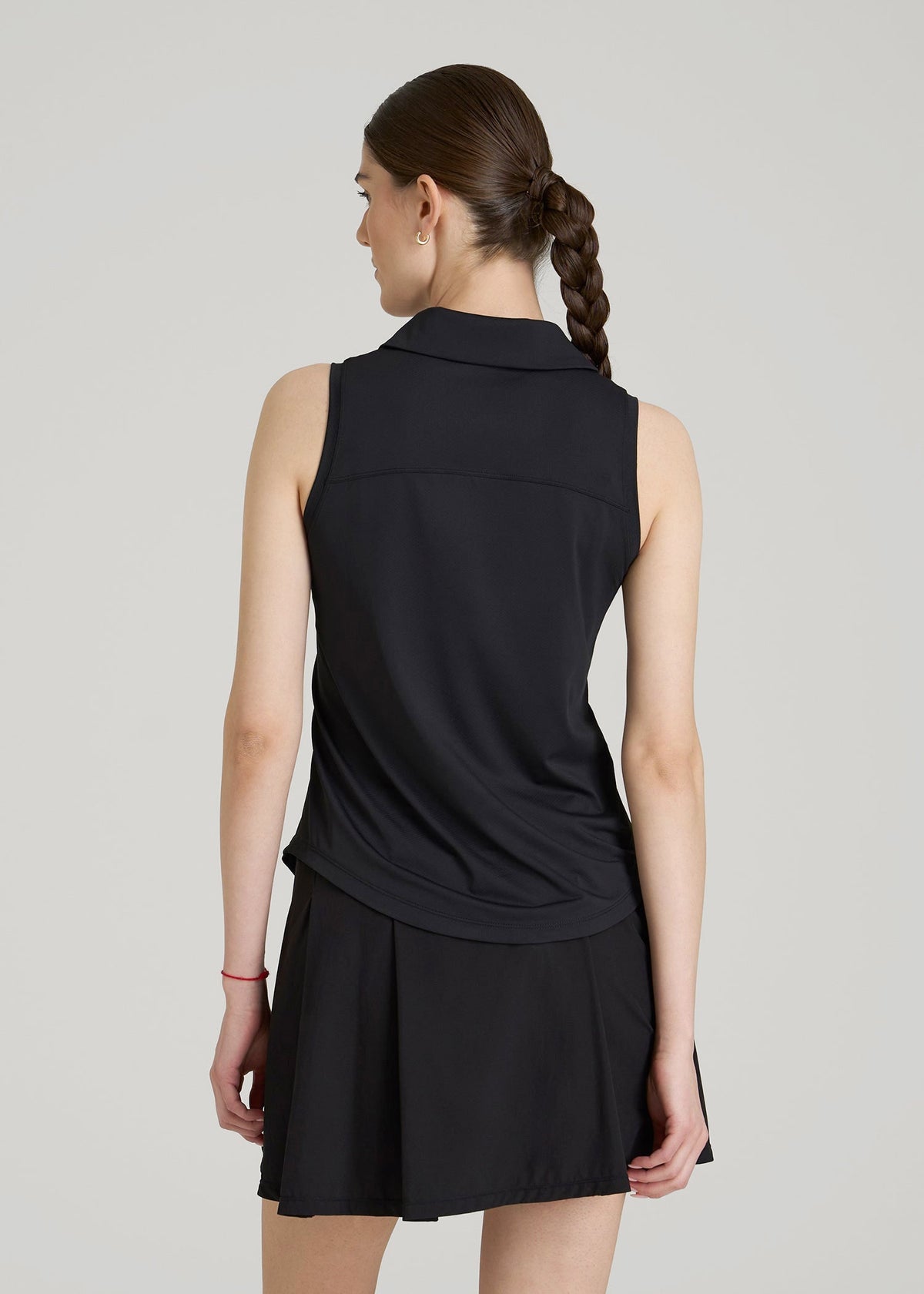 Active Sleeveless Polo Shirt for Tall Women in Black