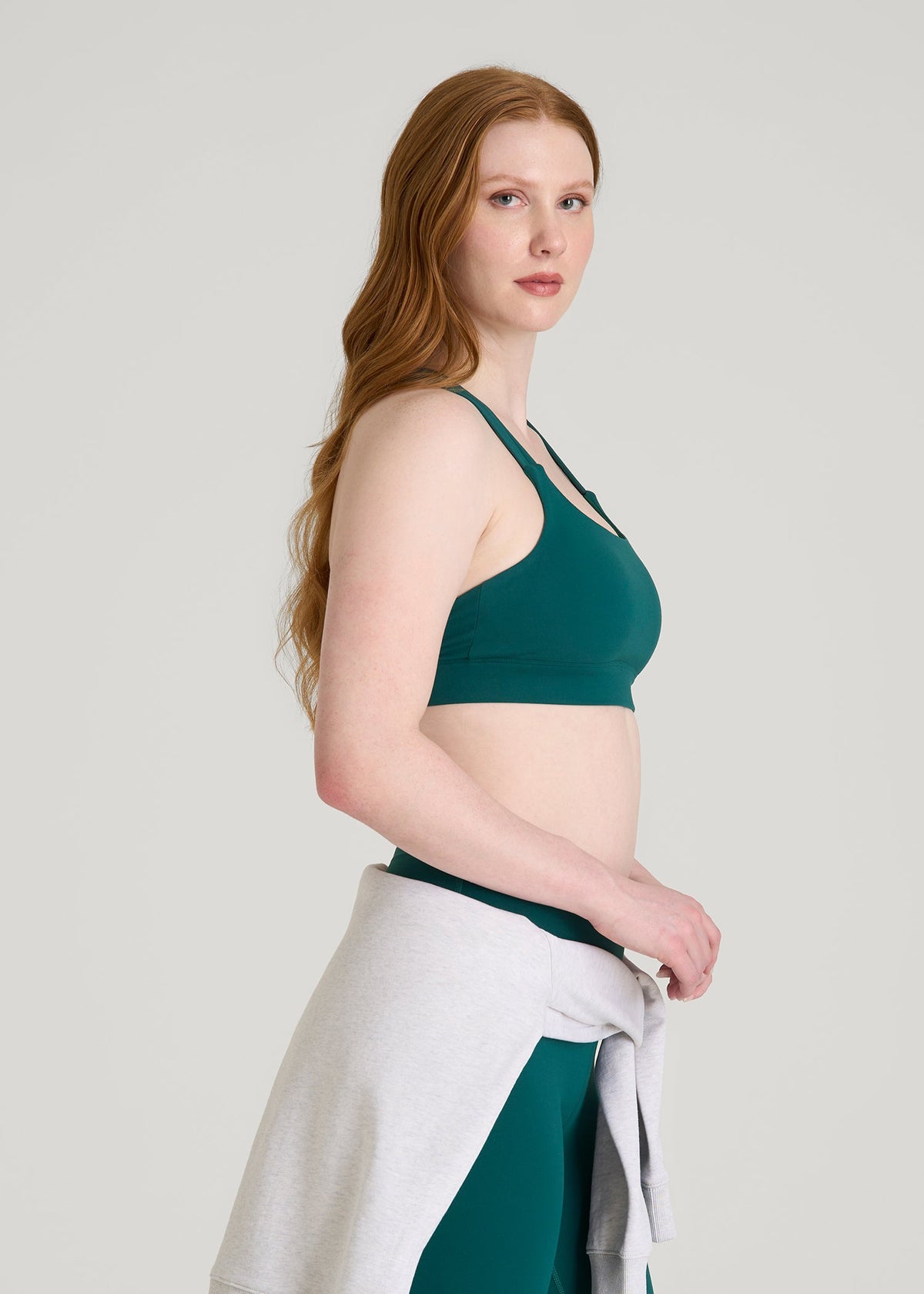 Balance Multi-Strap Sports Bra for Tall Women in Deep Teal