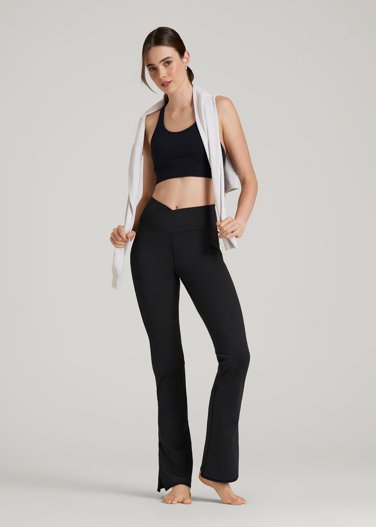 Balance Split Flare Pants for Tall Women in Black