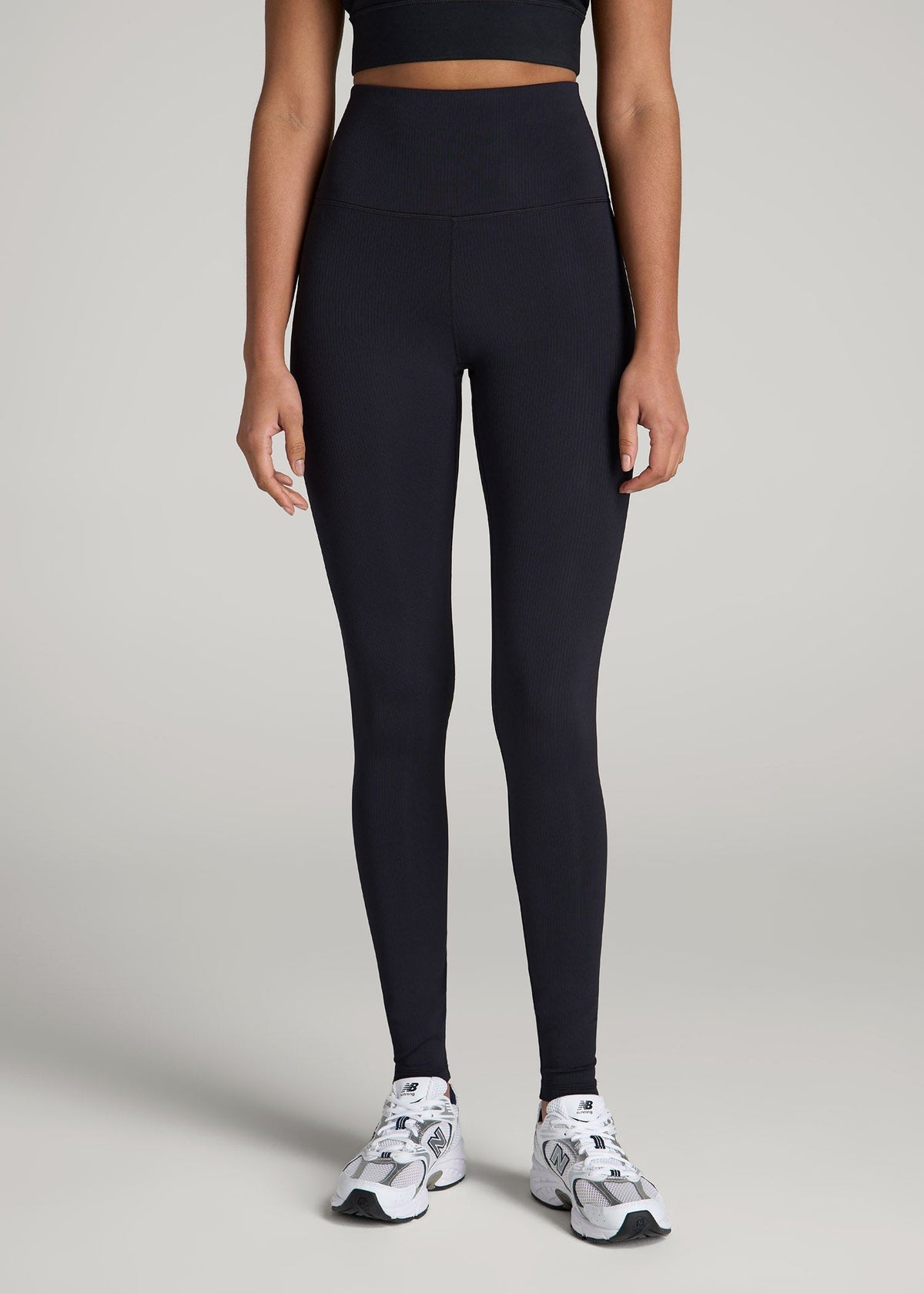 Balance High-Rise Leggings for Tall Women in Ribbed Black
