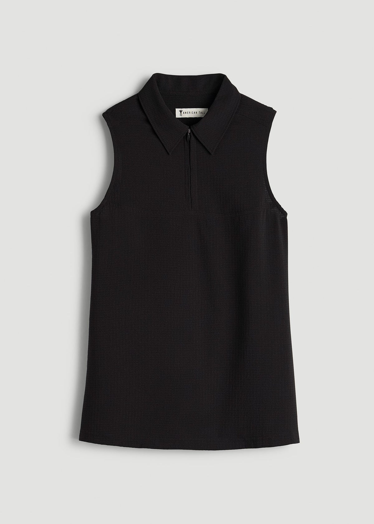 Coastal Perforated Sleeveless Polo for Tall Women in Black
