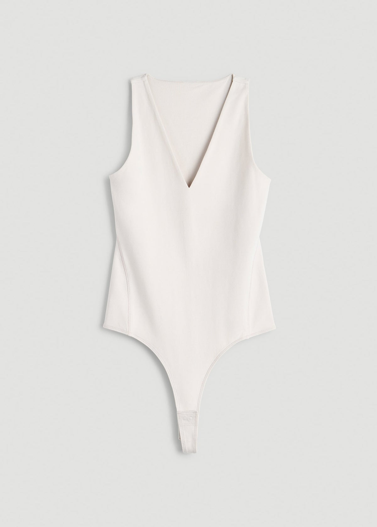 Cotton Blend Sleeveless V-Neck Bodysuit for Tall Women in White Sand