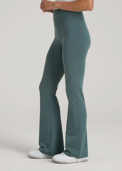 Cotton Flare Leggings for Tall Women in Balsam Green