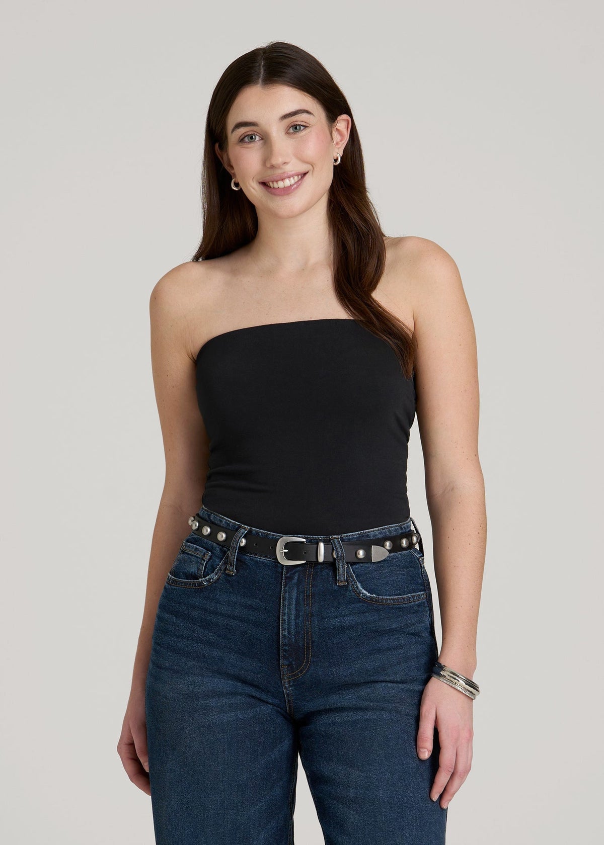 Cotton Tube Top for Tall Women in Black
