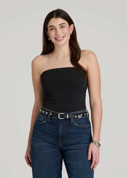 Cotton Tube Top for Tall Women in Black