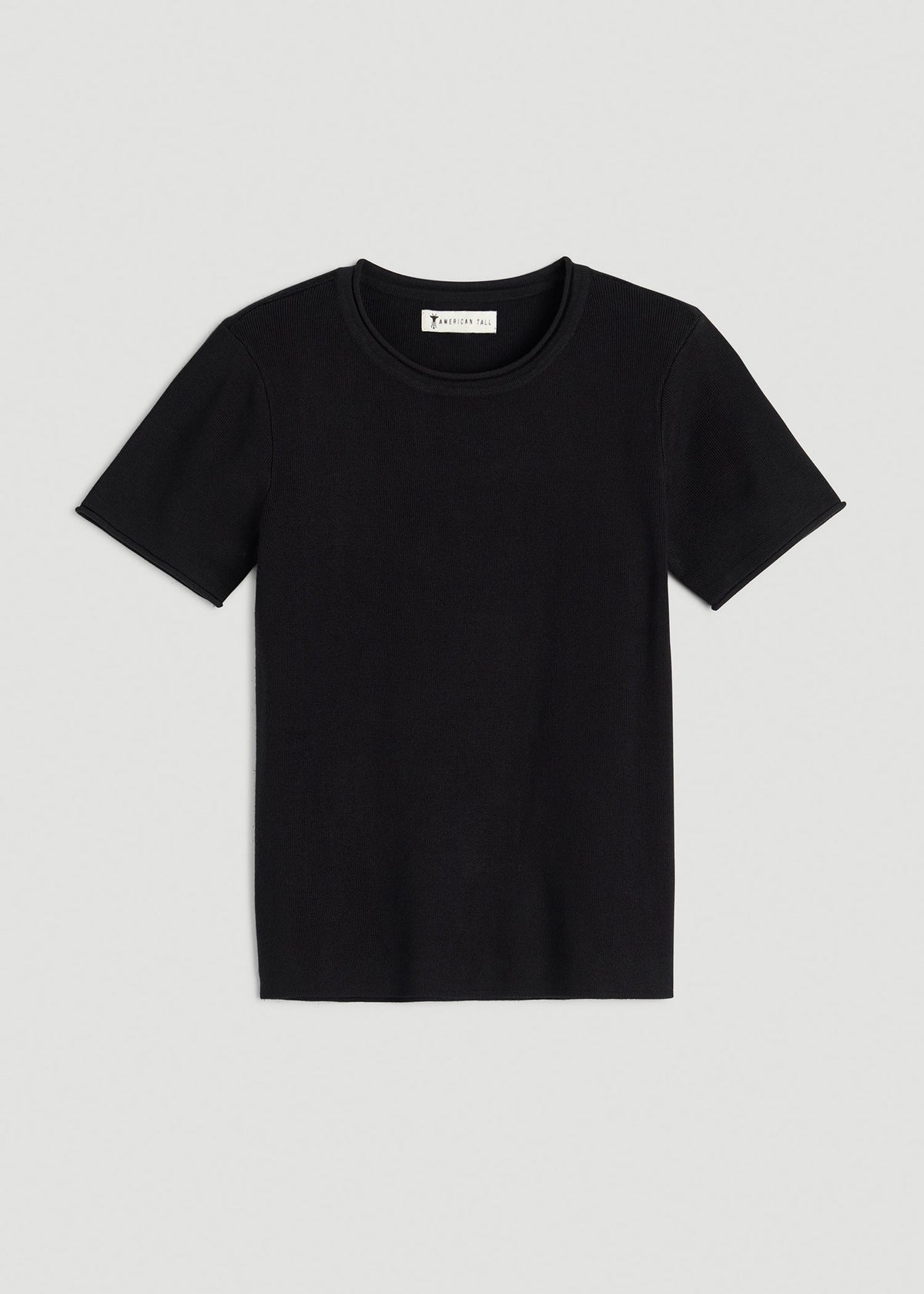 Cropped Knit Tee for Tall Women in Black