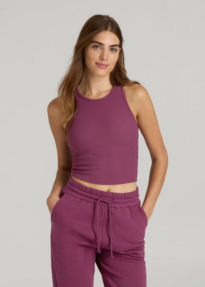 Cropped Ribbed Tank Top for Tall Women in Purple Gumdrop