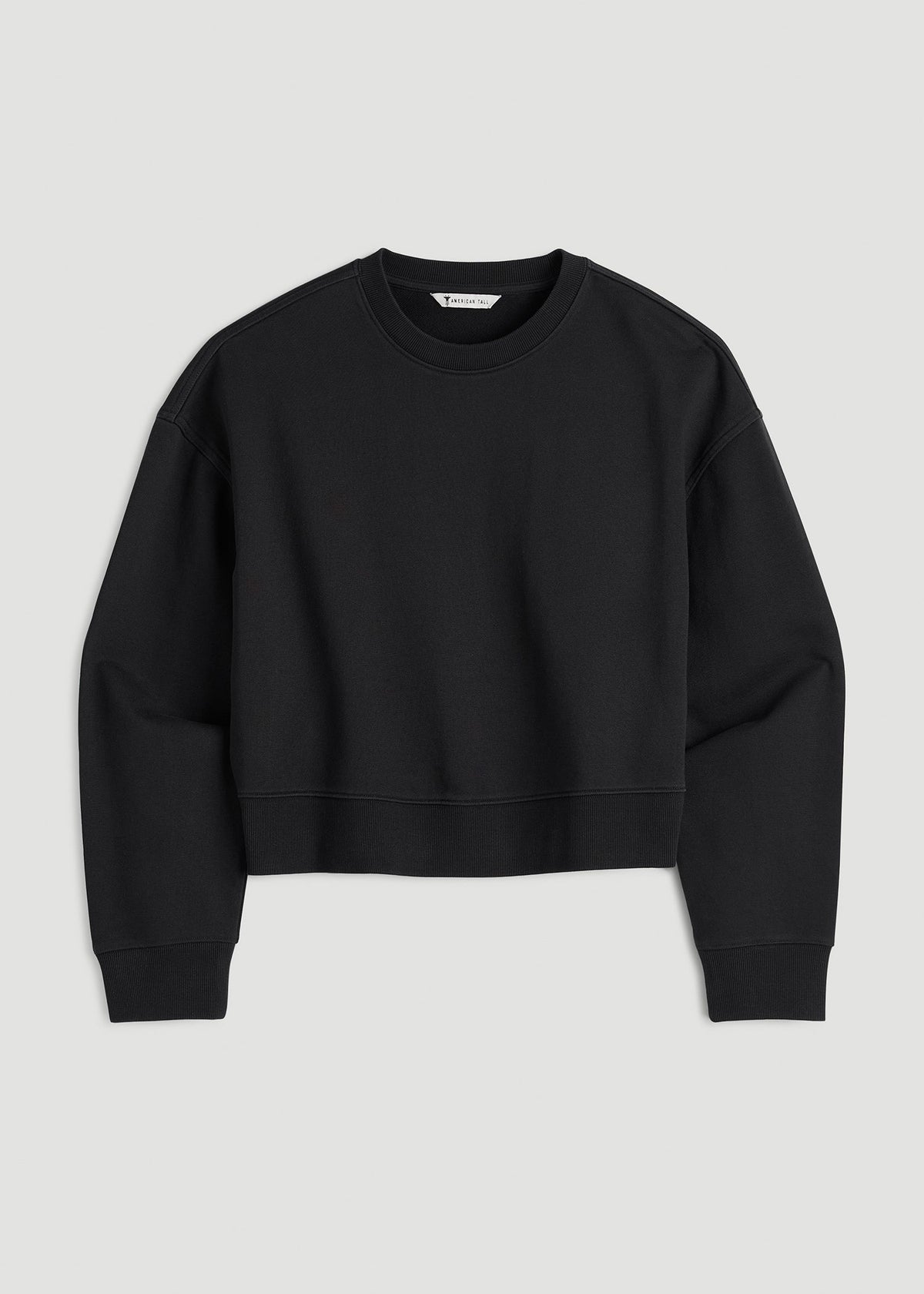 Everyday Terry Cropped Crew for Tall Women in Black