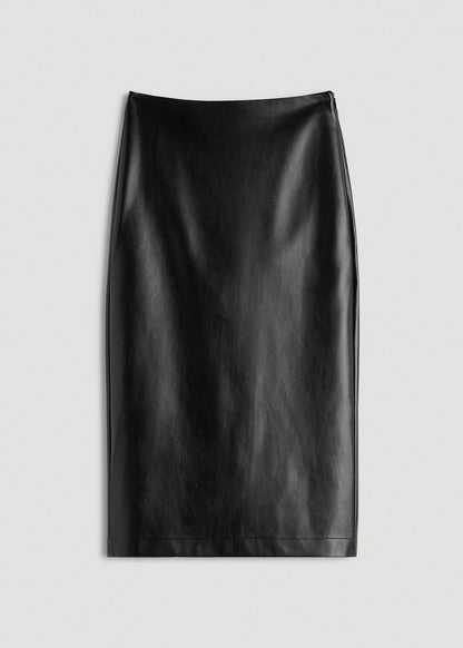 True Touch Leather Pencil Skirt for Tall Women in Black
