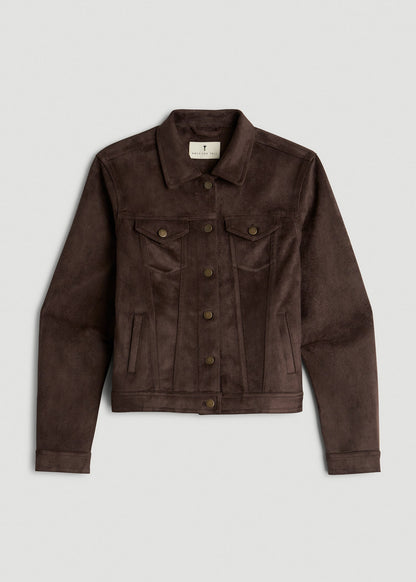 True Touch Suede Trucker Jacket for Tall Women in Espresso