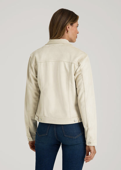 True Touch Suede Trucker Jacket for Tall Women in Overcast