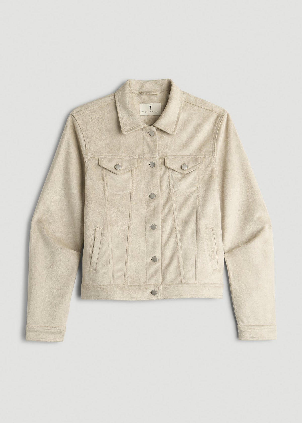 True Touch Suede Trucker Jacket for Tall Women in Overcast