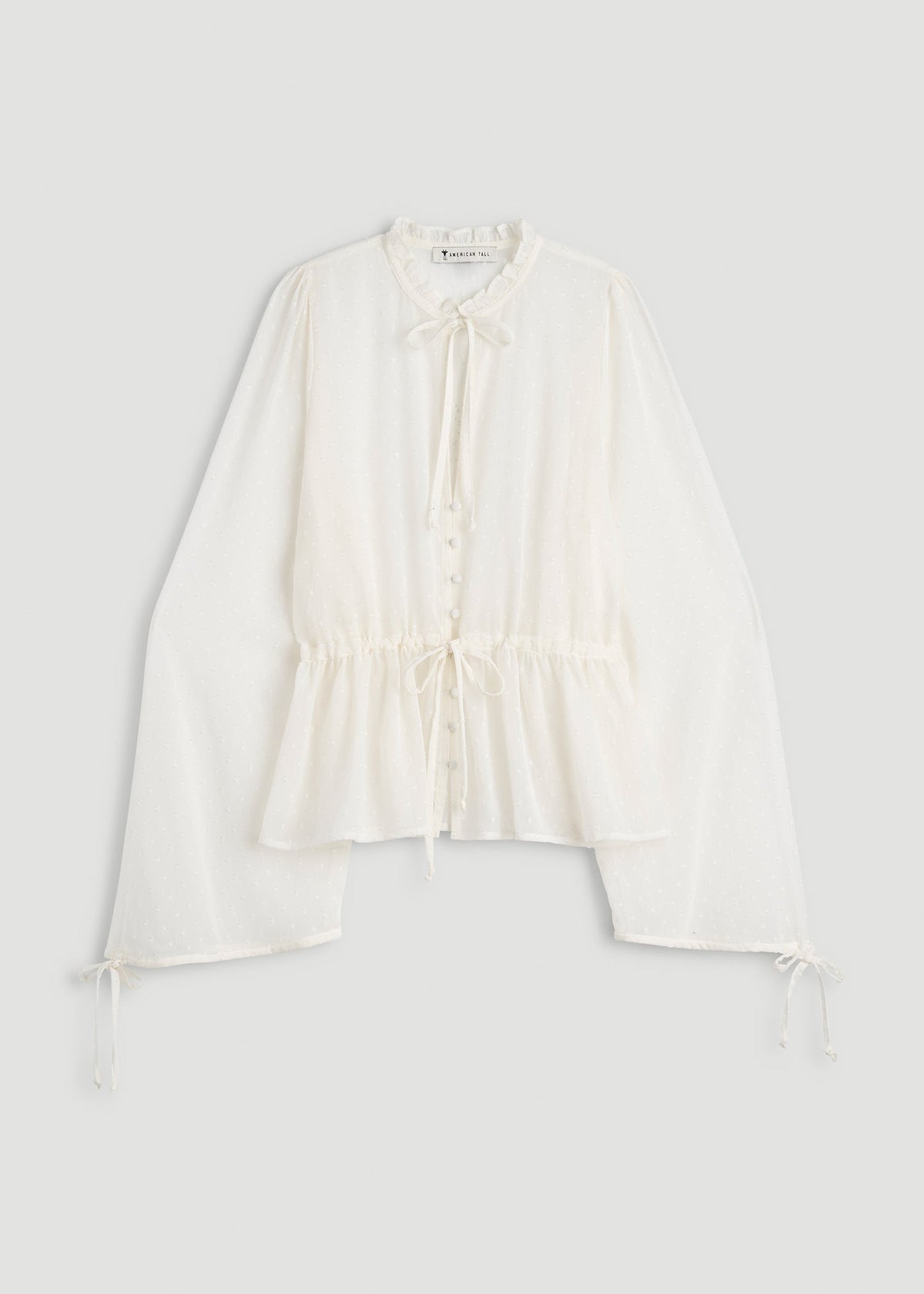 Peasant Chiffon Blouse for Tall Women in Antique White